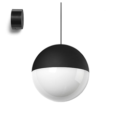 FLOS lampe à suspension STRING LIGHT SPHÈRE 12 mètres avec rosace au mur NOIR