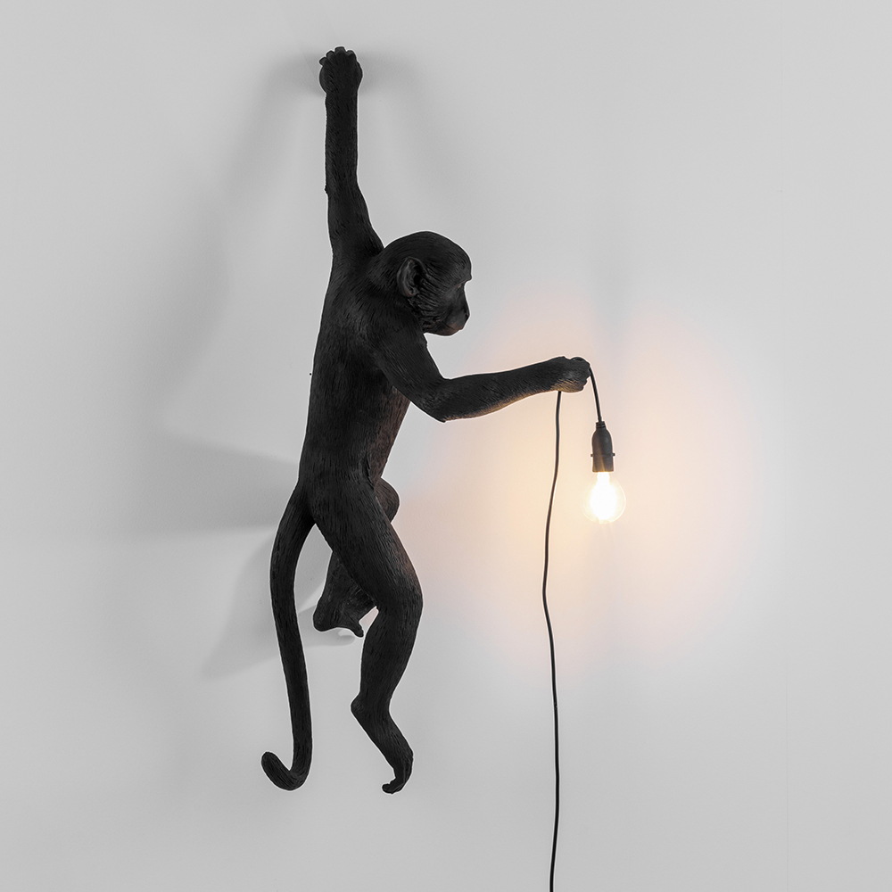 SELETTI lampe murale applique MONKEY LAMP à LED BLACK EDITION