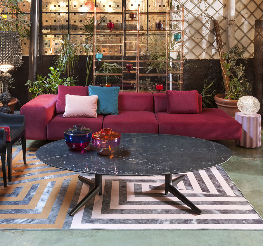 KARTELL canapé côté droit à 3 places LARGO VELLUTO