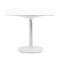 KARTELL table MULTIPLO avec plateau carré 118 cm arrondie et grande base carrée