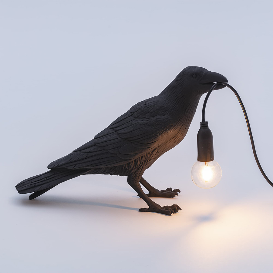 SELETTI lampe de table BIRD LAMP WAITING à LED BLACK EDITION