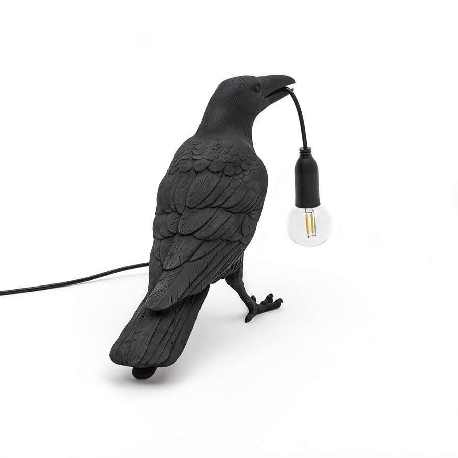 SELETTI lampe de table BIRD LAMP WAITING à LED BLACK EDITION