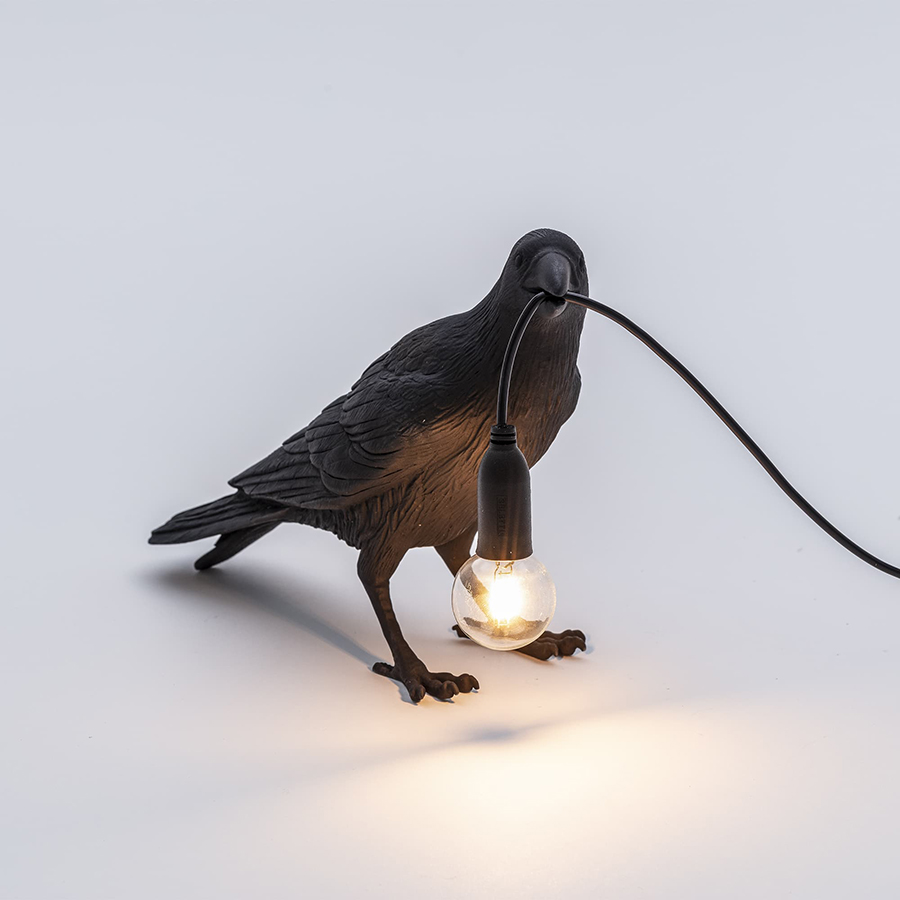 SELETTI lampe de table BIRD LAMP WAITING à LED BLACK EDITION