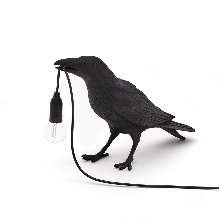 SELETTI lampe de table BIRD LAMP WAITING à LED BLACK EDITION