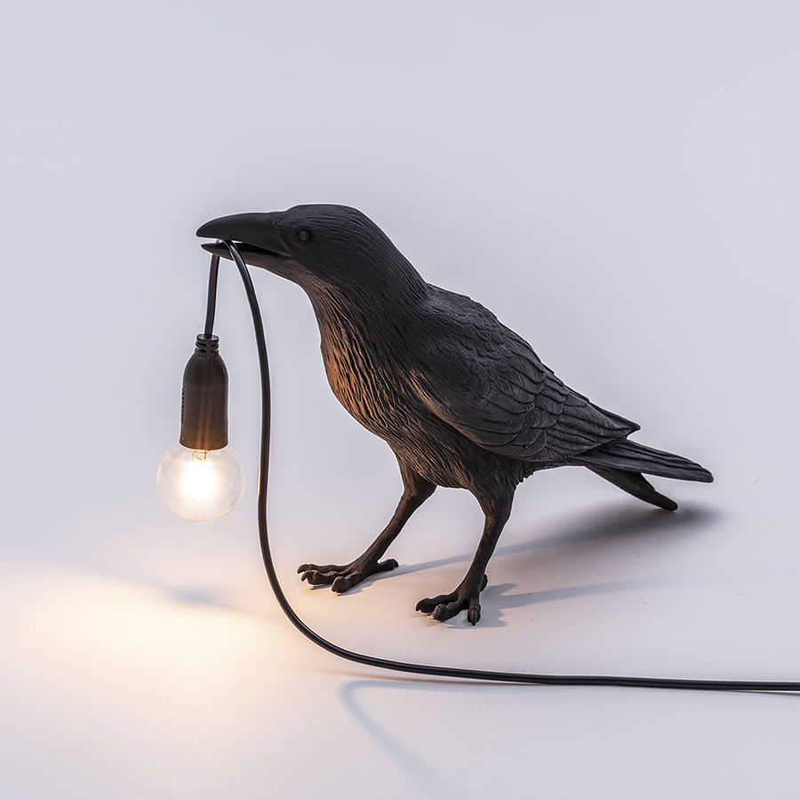 SELETTI lampe de table BIRD LAMP WAITING à LED BLACK EDITION