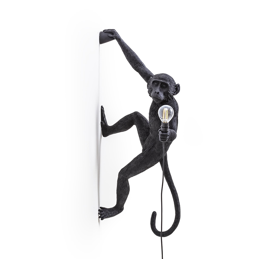 SELETTI lampe murale applique MONKEY LAMP à LED BLACK EDITION