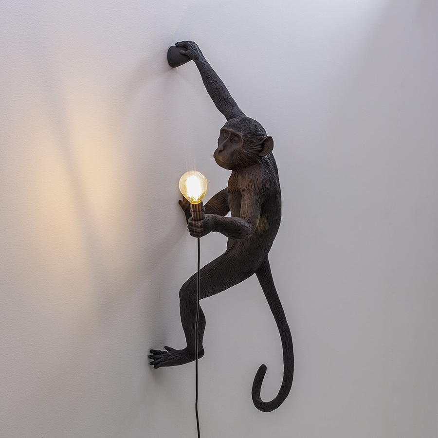 SELETTI lampe murale applique MONKEY LAMP à LED BLACK EDITION
