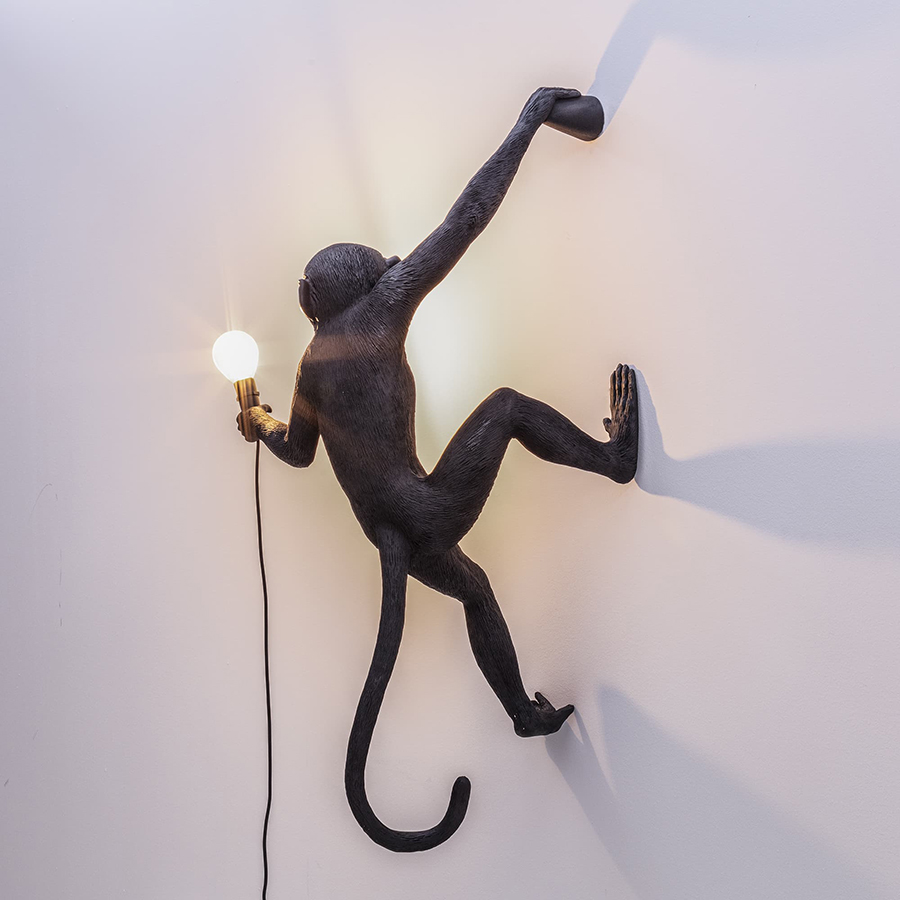 SELETTI lampe murale applique MONKEY LAMP à LED BLACK EDITION