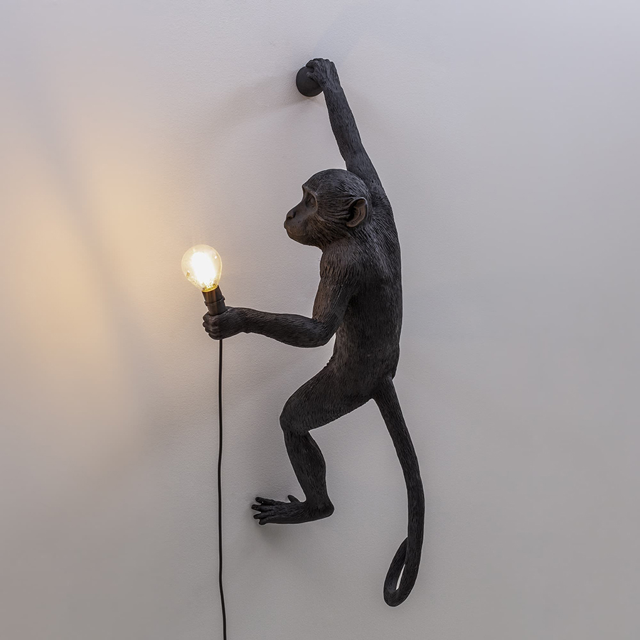 SELETTI lampe murale applique MONKEY LAMP à LED BLACK EDITION