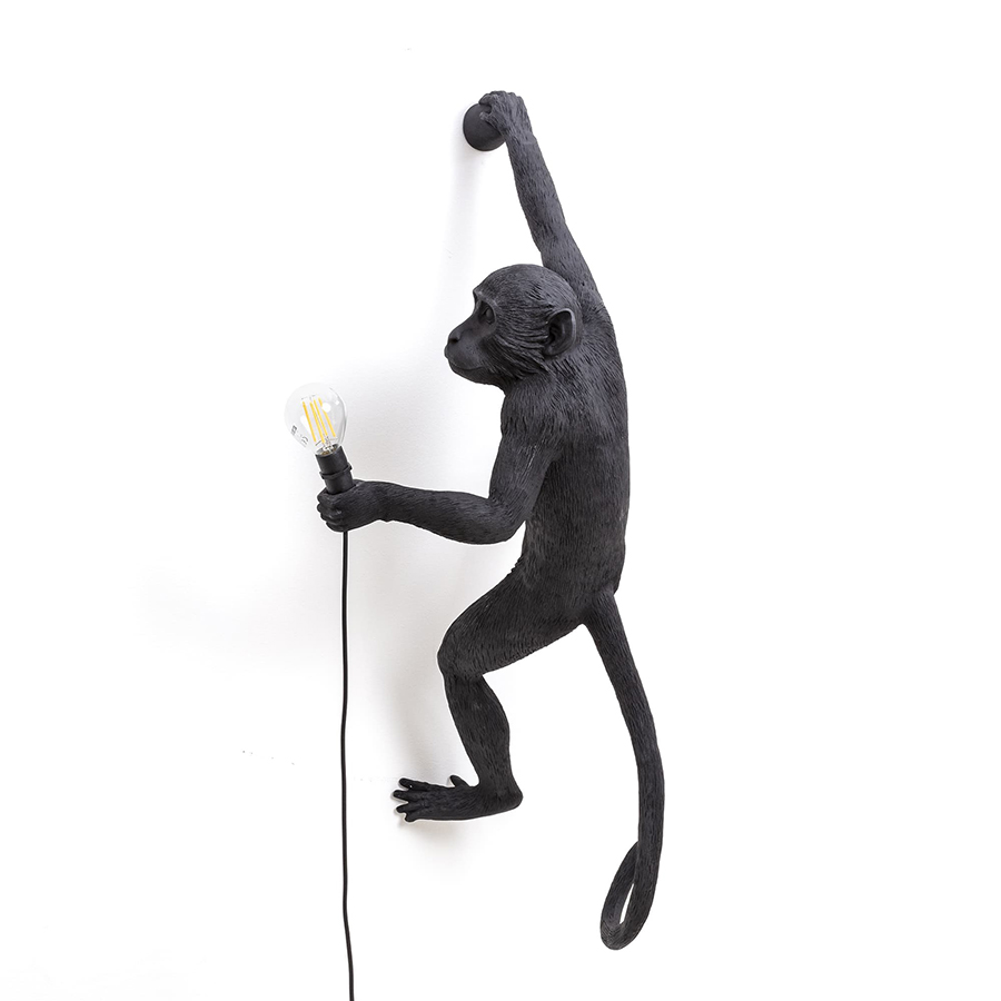 SELETTI lampe murale applique MONKEY LAMP à LED BLACK EDITION