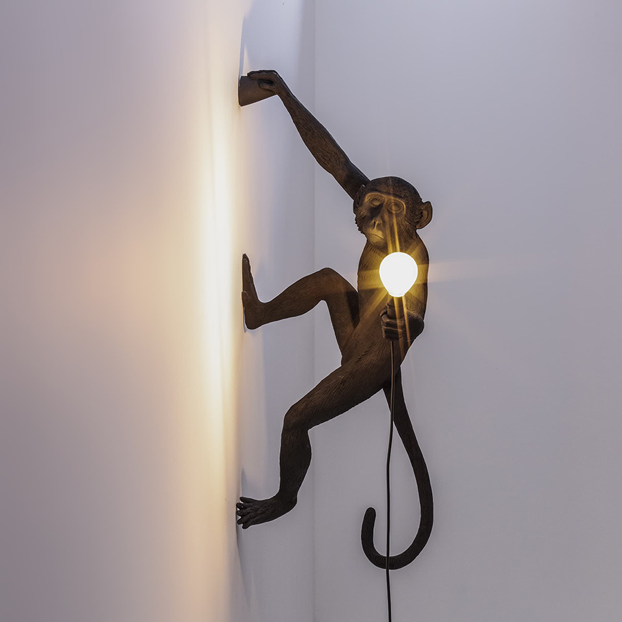 SELETTI lampe murale applique MONKEY LAMP à LED BLACK EDITION