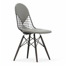VITRA chaise avec piètement foncé et coussin Wire Chair DKW-2 Bikini Checker