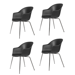 GUBI set de 4 chaises avec accoudoirs BAT DINING CHAIR base chrome noir