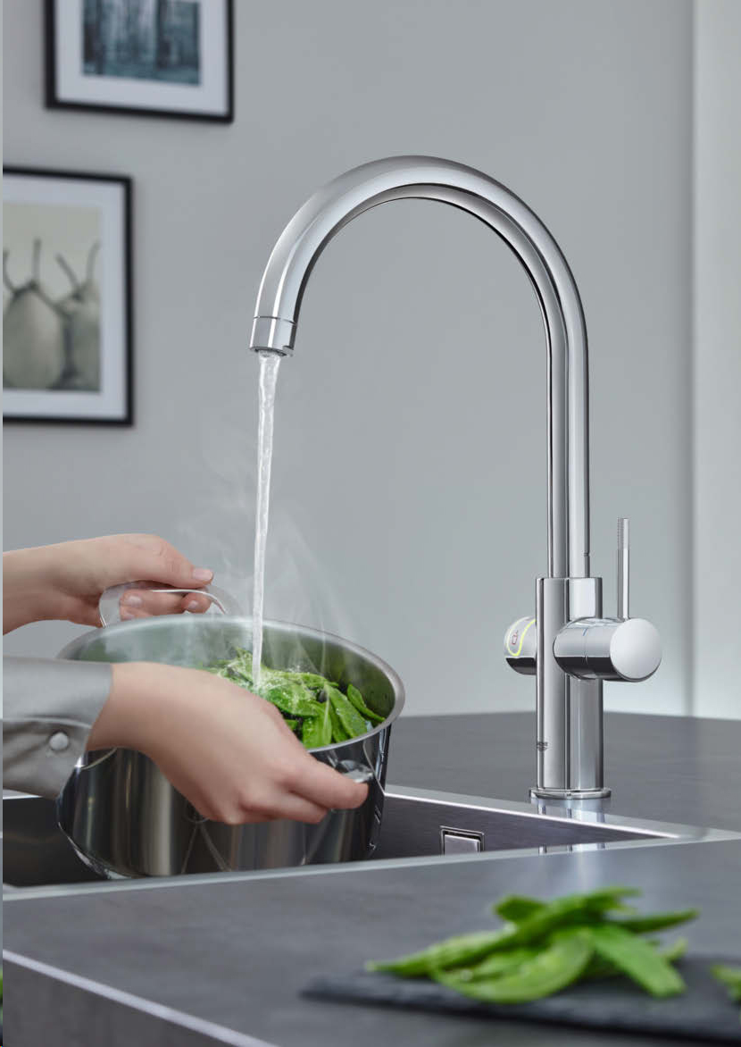 GROHE mitigeur monocommande à "C" RED DUO avec chaudière pour eau bouillante instantanée