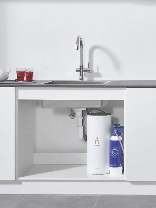 GROHE mitigeur monocommande à "C" RED DUO avec chaudière pour eau bouillante instantanée