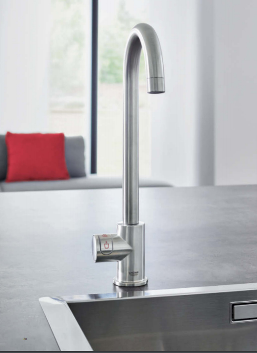 GROHE robinet distributeur simple à "C" RED MONO avec chaudière pour eau bouillante instantanée