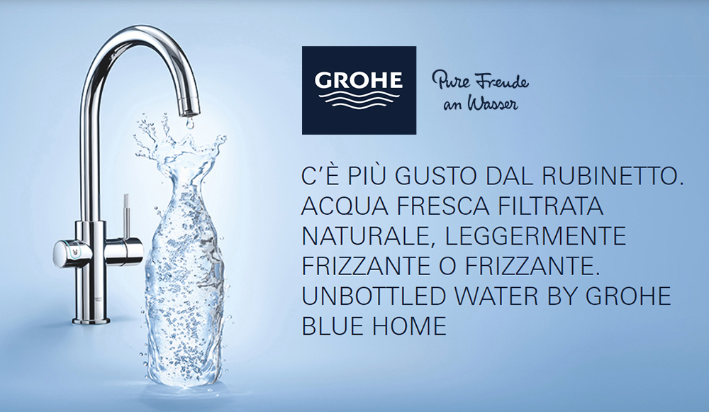 GROHE mitigeur monocommande à "U" avec système BLUE HOME pour 3 types d'eau