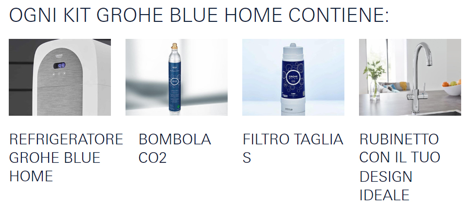 GROHE mitigeur monocommande à "U" avec système BLUE HOME pour 3 types d'eau