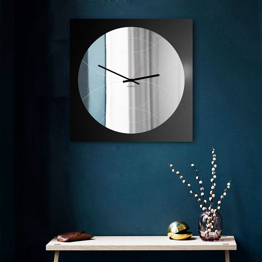 dESIGNoBJECT horloge murale avec mirror ronde NARCISO