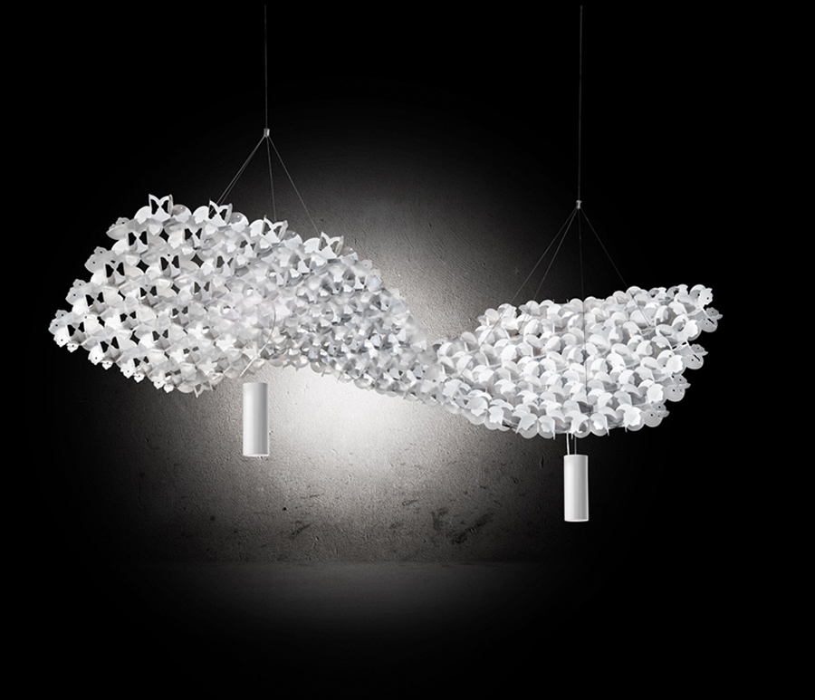 SLAMP lampe à suspension NUVEM composition de 2 modules blancs