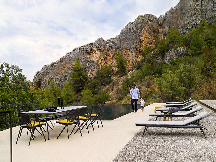 TRIBÙ table rectangulaire 300 x 110 cm d'extérieur BRANCH