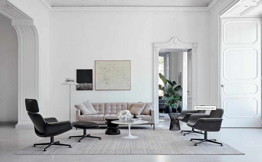 KNOLL fauteuil pivotant KN02 en tissu avec dossier haut inclinable