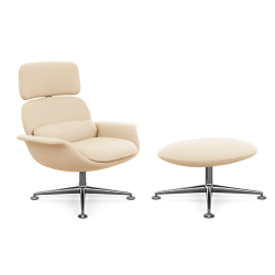 KNOLL fauteuil pivotant KN02 avec ottoman KN03 en tissu avec dossier haut inclinable