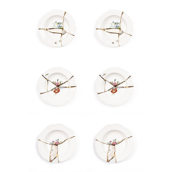 SELETTI set de 6 assiettes bols de soupe KINTSUGI