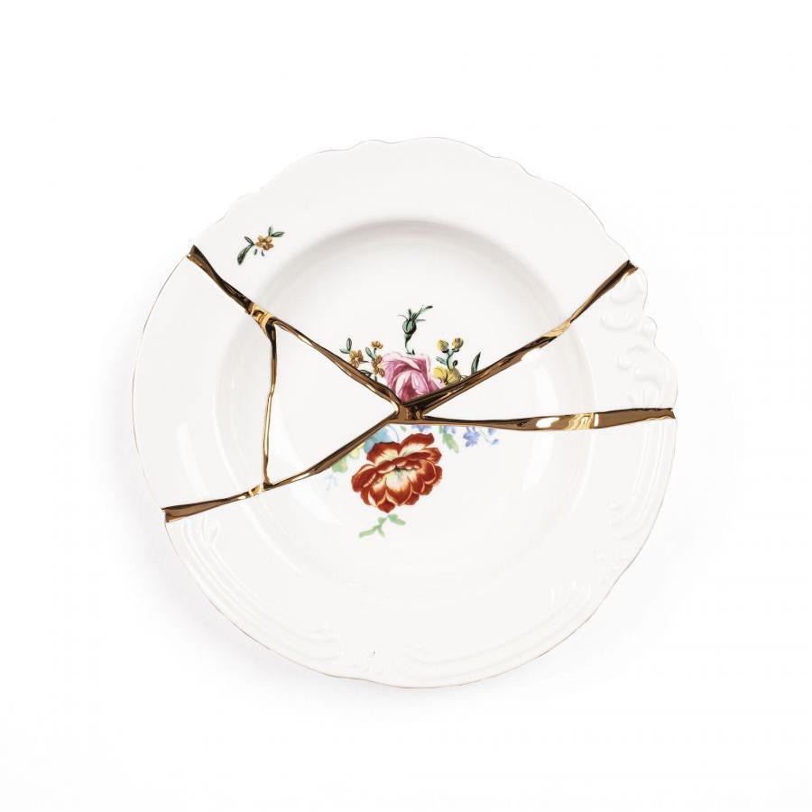 SELETTI set de 6 assiettes bols de soupe KINTSUGI