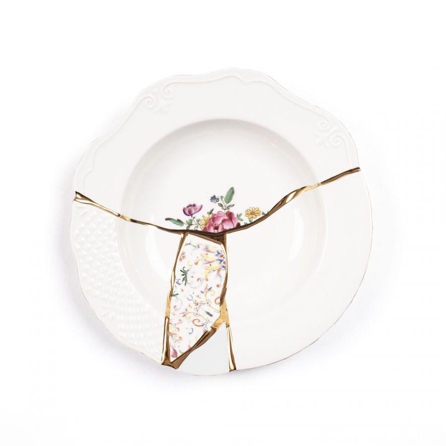 SELETTI set de 6 assiettes bols de soupe KINTSUGI