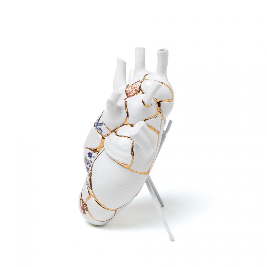 SELETTI vase en forme de coeur LOVE IN BLOOM KINTSUGI