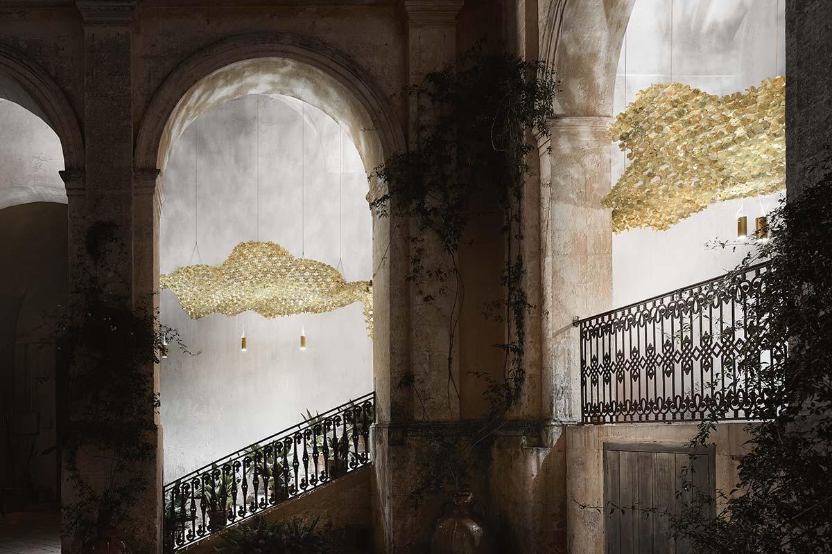 SLAMP lampe à suspension NUVEM composition de 6 modules velvet