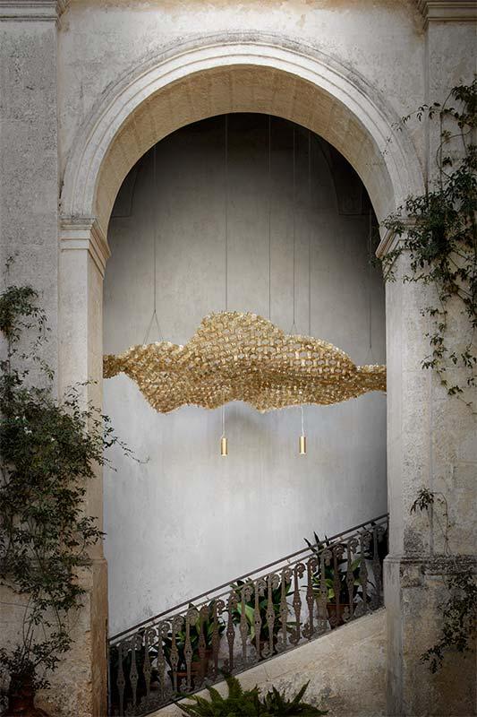 SLAMP lampe à suspension NUVEM composition de 6 modules velvet