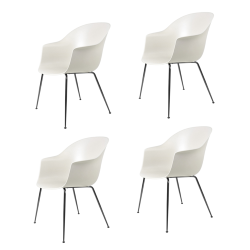 GUBI set de 4 chaises avec accoudoirs BAT DINING CHAIR base chrome noir