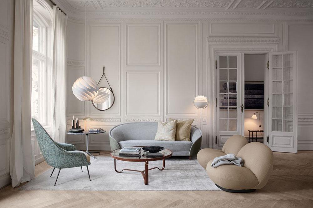 GUBI fauteuil avec la base pivotante PACHA LOUNGE CHAIR