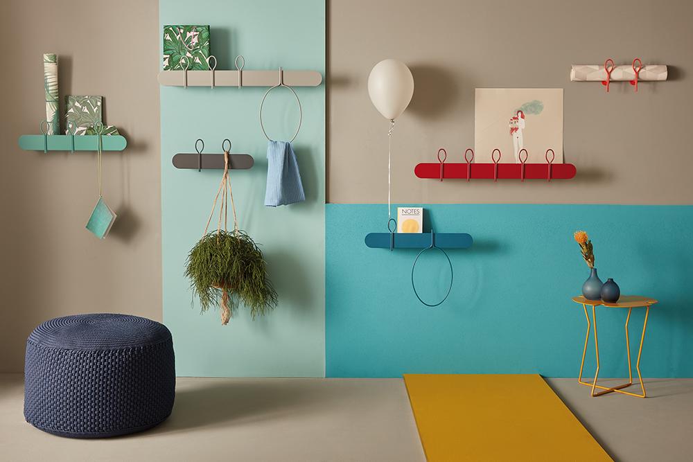 MEME DESIGN étagère murale avec 1 portemanteau et 1 porte-serviettes BALLOON 60 cm