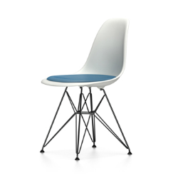 VITRA chaise avec coussin et base noire Eames Plastic Side Chair DSR NOUVELLES DIMENSIONS