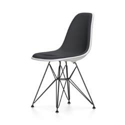 VITRA chaise avec rembourrage total et base noire Eames Plastic Side Chair DSR NOUVELLES DIMENSIONS