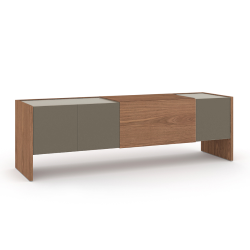 PUNT MOBLES buffet TOSCANA - LUCCA Super Matt Walnut / Glossy lacquer WARM GREY