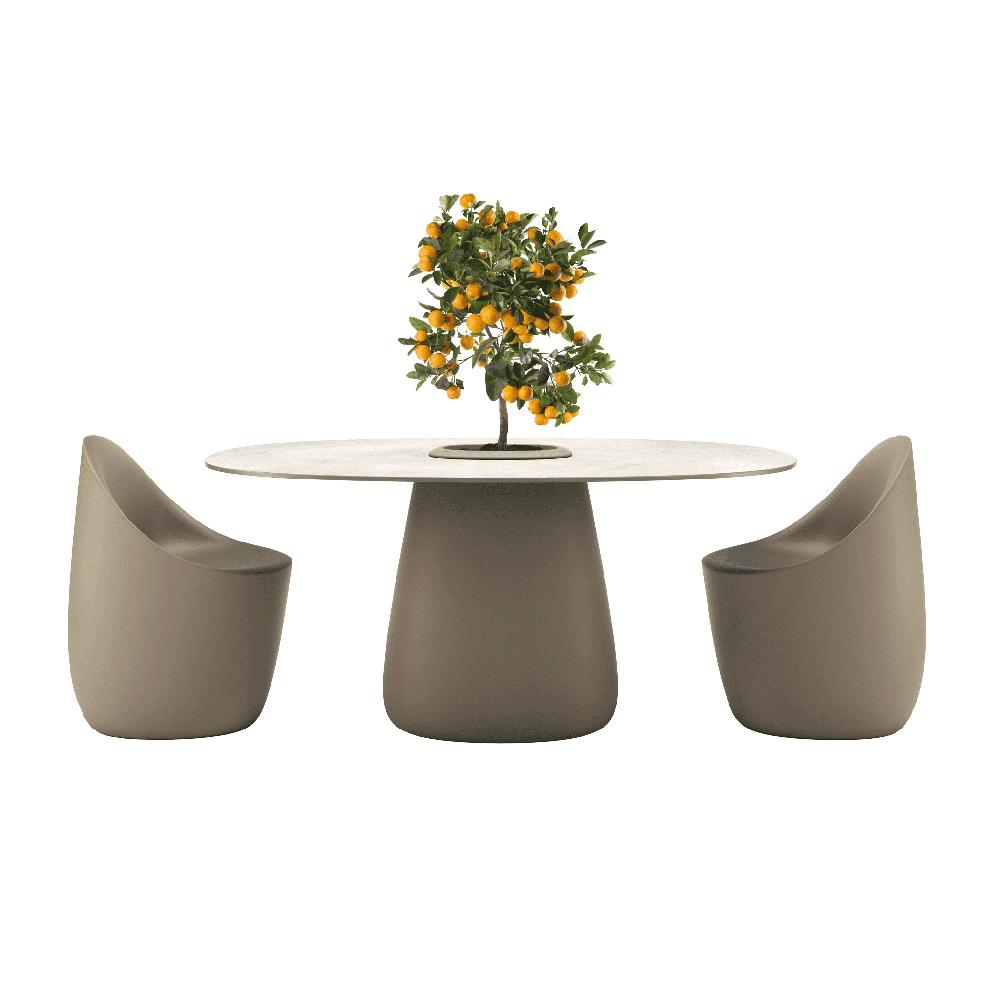 QEEBOO table pour l'extérieur COBBLE BUCKET avec le plateau en GRÈS 160 cm