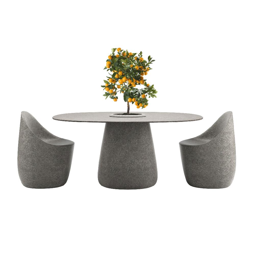 QEEBOO table pour l'extérieur COBBLE BUCKET avec le plateau en GRÈS 160 cm