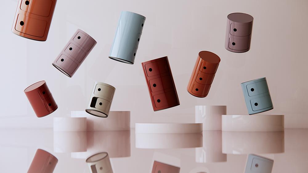 KARTELL table de chevet COMPONIBILI à trois éléments