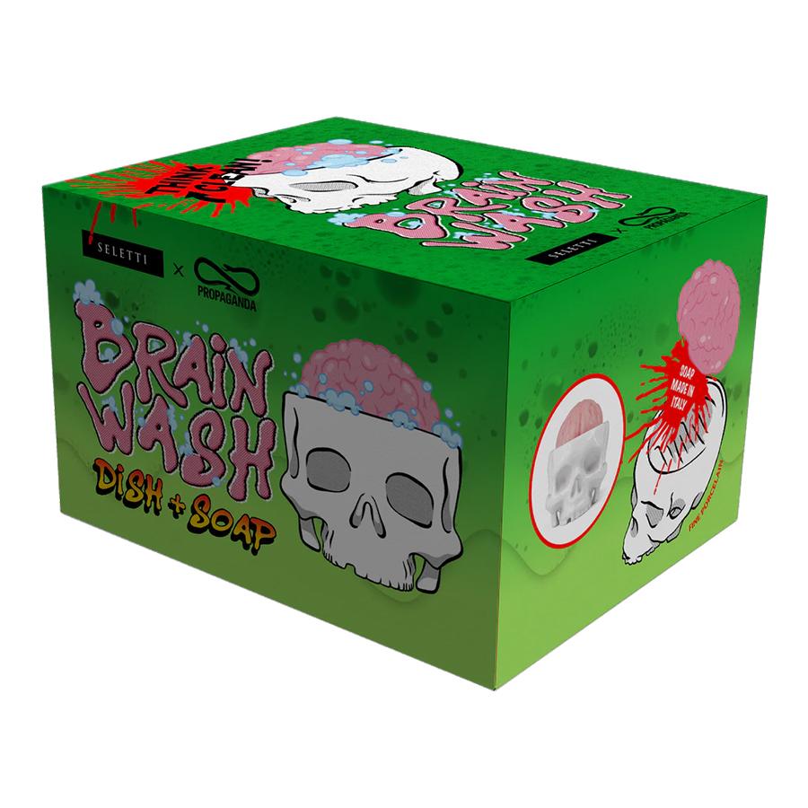 SELETTI porte-savon BRAIN WASH en forme de crâne avec savon