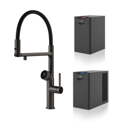 GESSI mitigeur de cuisine 60722 707 Black Metal Brushed VITA Collection avec unité CHAUD et FROID