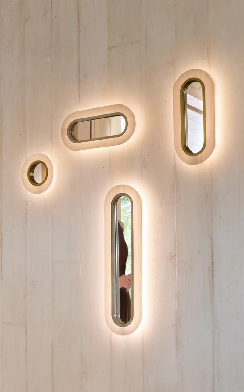 LZF LUZIFER lampe murale applique avec miroir LENS CIRCULAR diffuseur métallique d'or 2700K