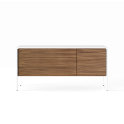 PUNT MOBLES buffet meuble TACTILE structure en chêne laqué blanc avec 3 tiroirs et 1 porte