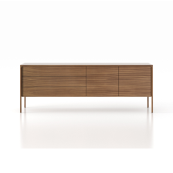 PUNT MOBLES buffet meuble TACTILE structure en noyer avec 3 tiroirs et 2 portes