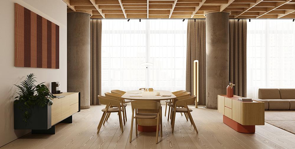 PUNT MOBLES buffet meuble DUNE avec 4 portes et 2 tiroirs