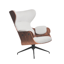 BD BARCELONA DESIGN fauteuil LOUNGER en finition noyer avec tissu Gaudi gris clair TG02