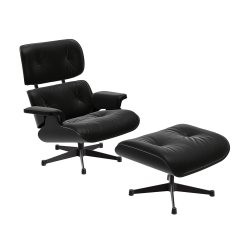 VITRA fauteuil base et cuir noirs EAMES LOUNGE CHAIR & OTTOMAN nouvelles dimensions